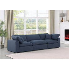 Comfy Navy Linen Textured Fabric Modular Sofa