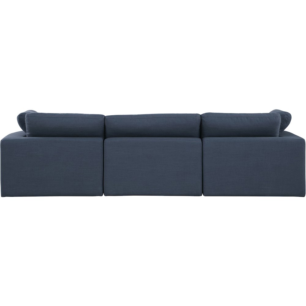 Comfy Navy Linen Textured Fabric Modular Sofa