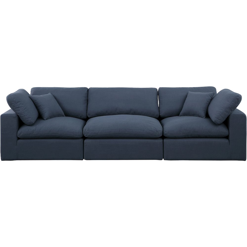 Comfy Navy Linen Textured Fabric Modular Sofa