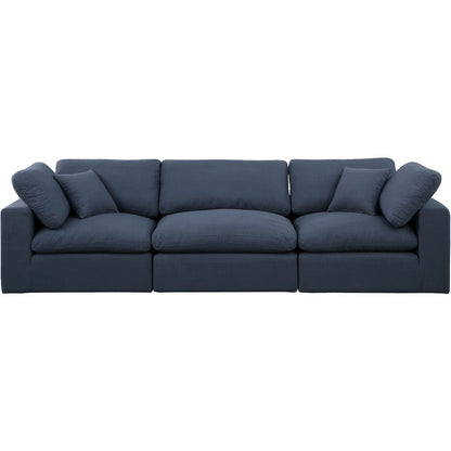 Comfy Navy Linen Textured Fabric Modular Sofa