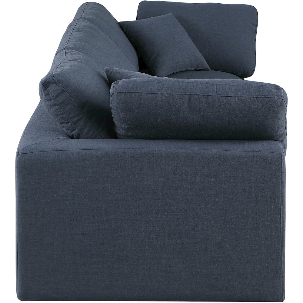 Comfy Navy Linen Textured Fabric Modular Sofa