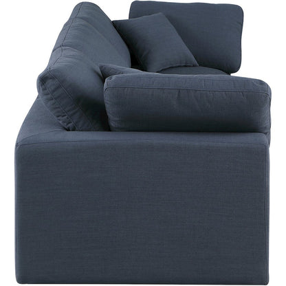 Comfy Navy Linen Textured Fabric Modular Sofa