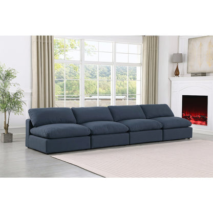 Comfy Navy Linen Textured Fabric Modular Sofa