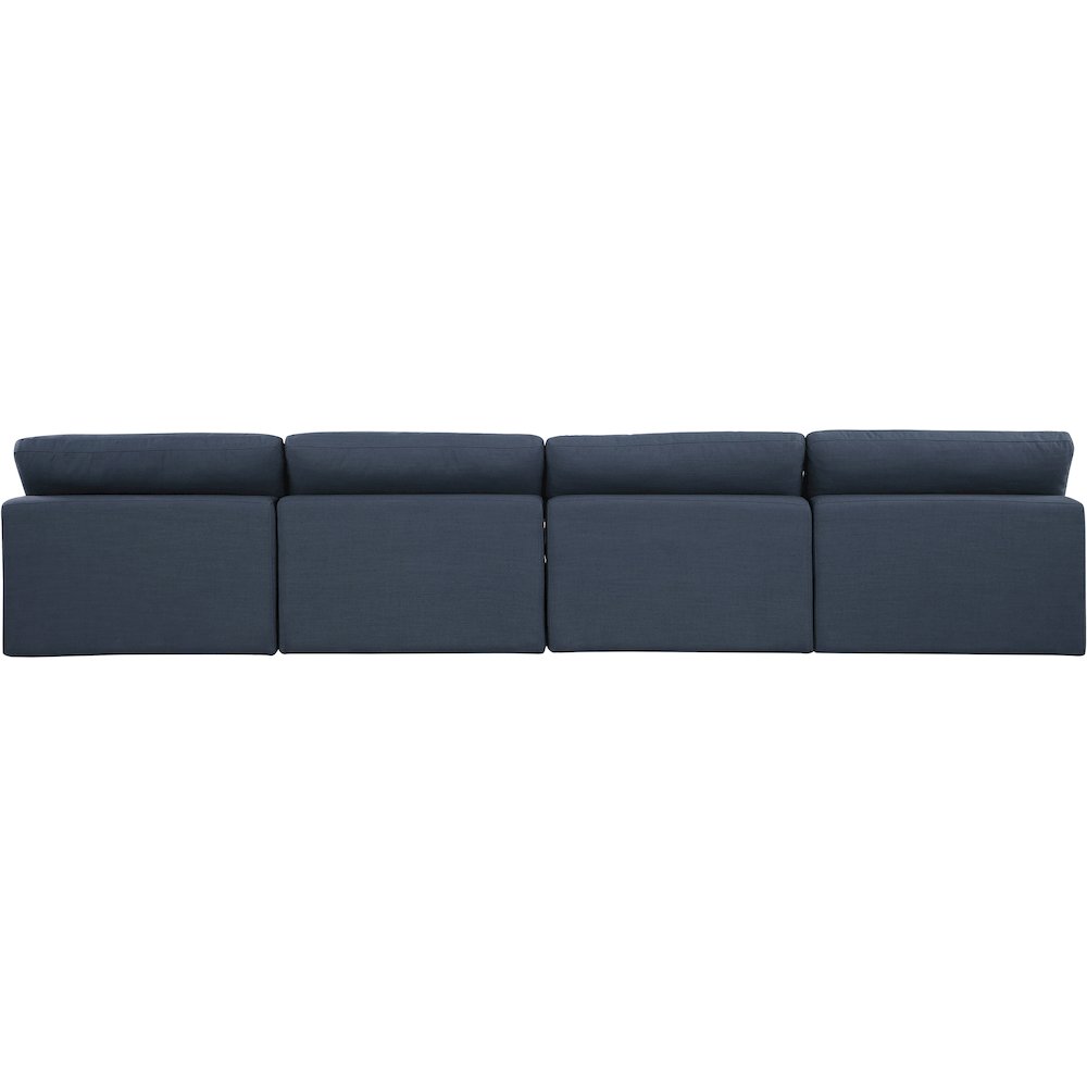 Comfy Navy Linen Textured Fabric Modular Sofa