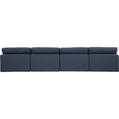 Comfy Navy Linen Textured Fabric Modular Sofa