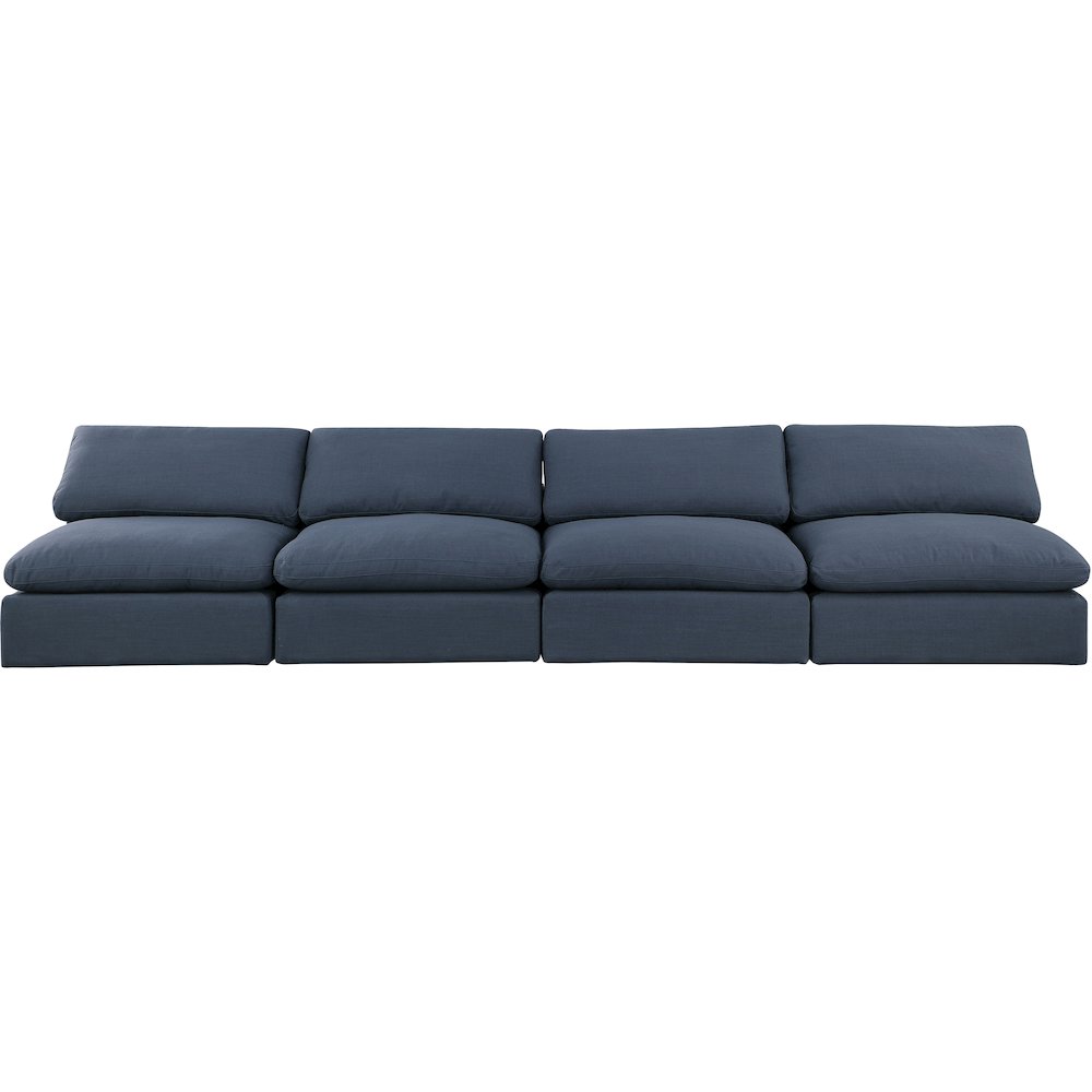 Comfy Navy Linen Textured Fabric Modular Sofa