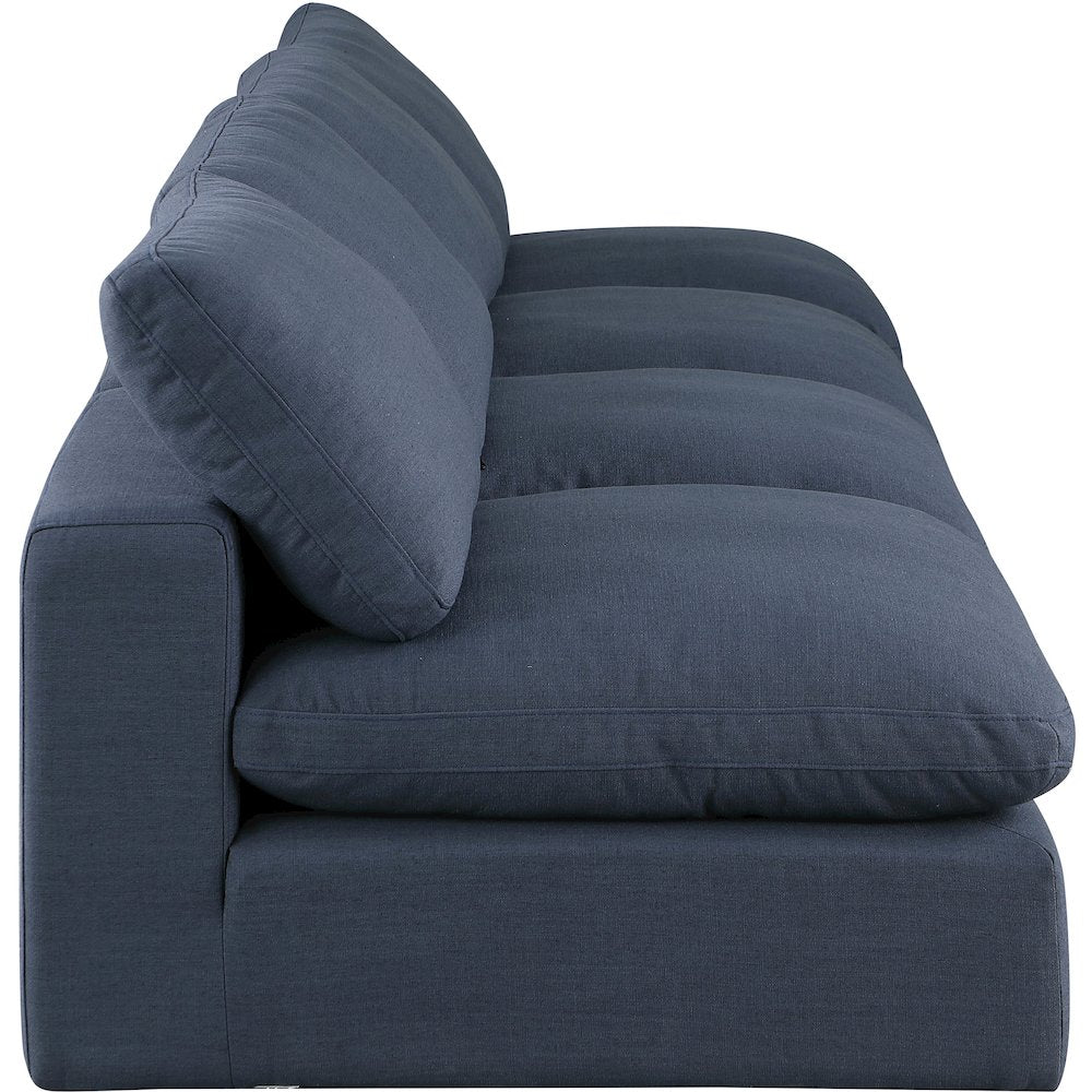 Comfy Navy Linen Textured Fabric Modular Sofa