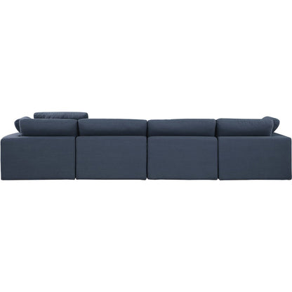 Comfy Navy Linen Textured Fabric Modular Sofa