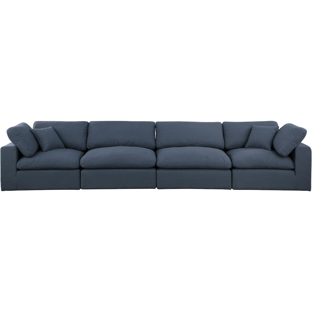 Comfy Navy Linen Textured Fabric Modular Sofa