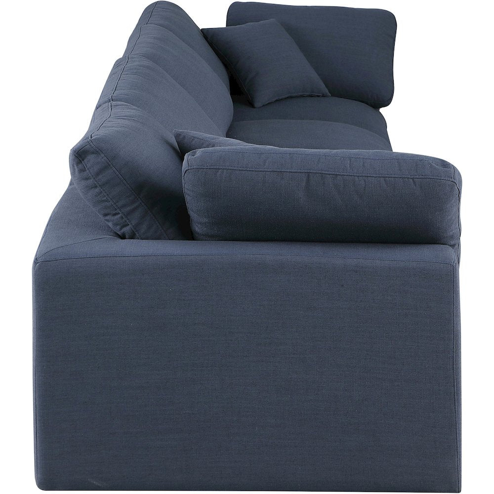 Comfy Navy Linen Textured Fabric Modular Sofa