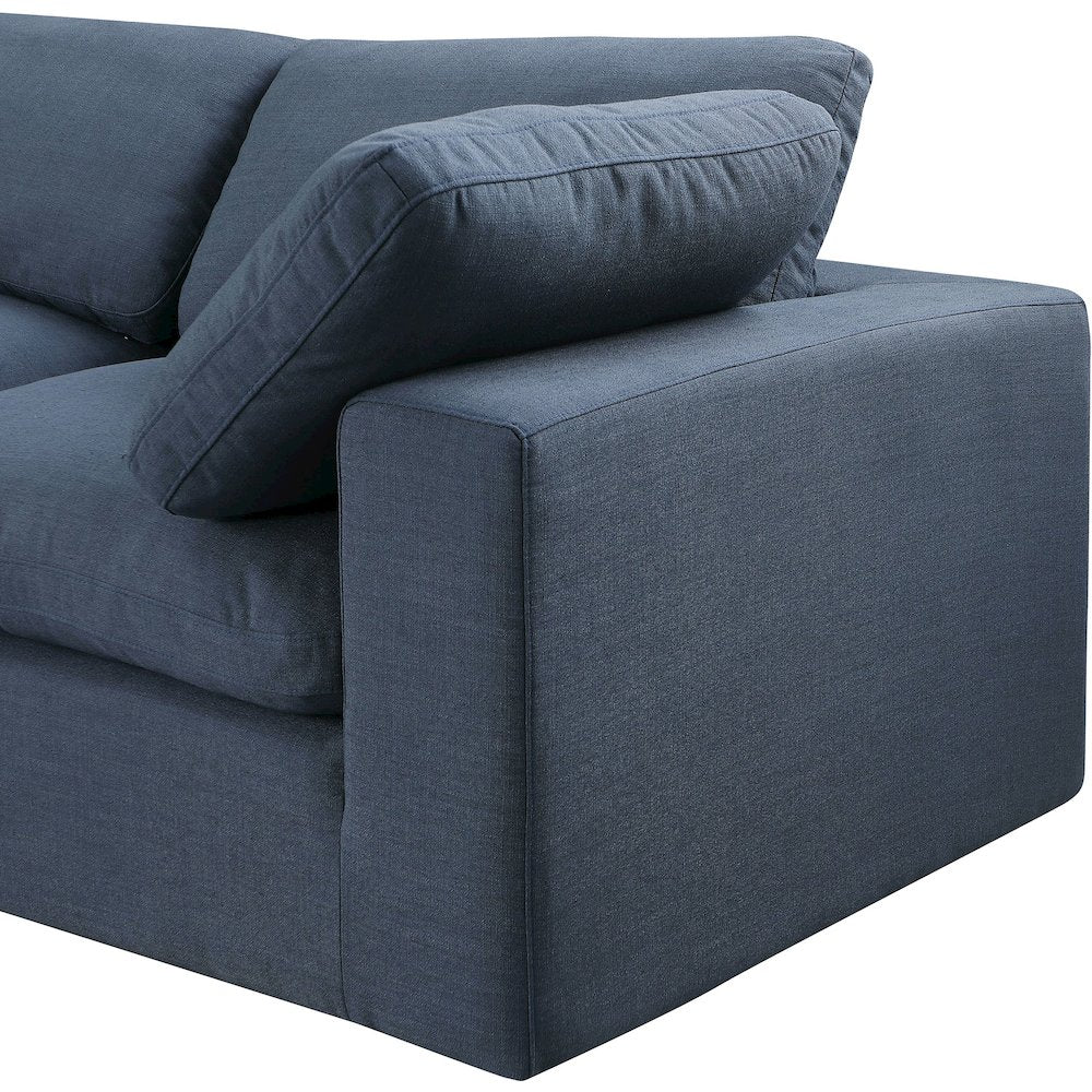 Comfy Navy Linen Textured Fabric Modular Sofa