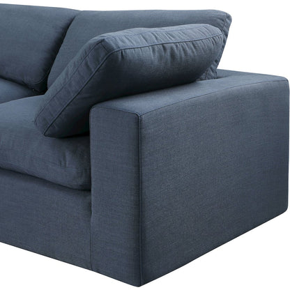 Comfy Navy Linen Textured Fabric Modular Sofa