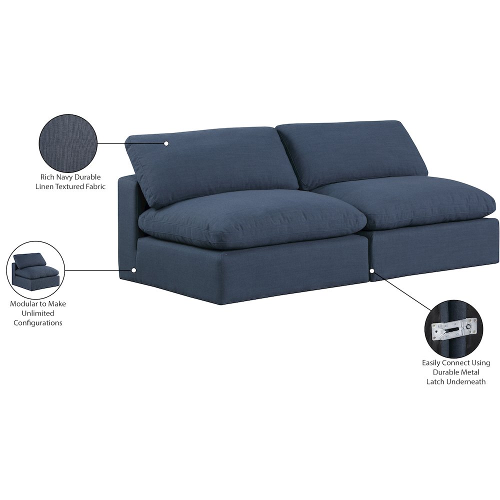 Comfy Navy Linen Textured Fabric Modular Sofa