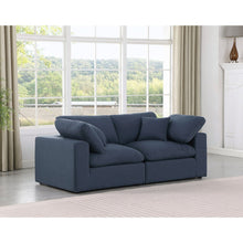 Comfy Navy Linen Textured Fabric Modular Sofa