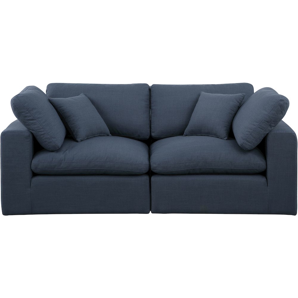 Comfy Navy Linen Textured Fabric Modular Sofa