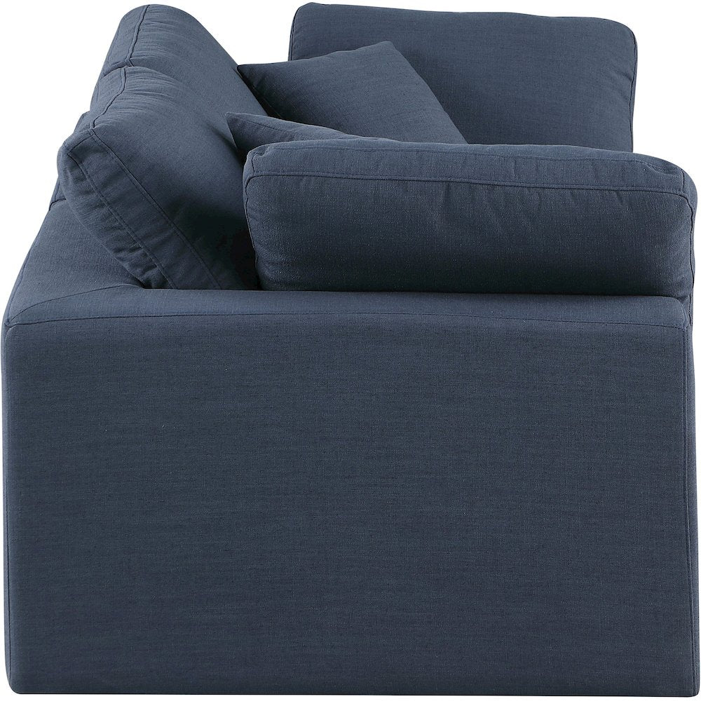 Comfy Navy Linen Textured Fabric Modular Sofa