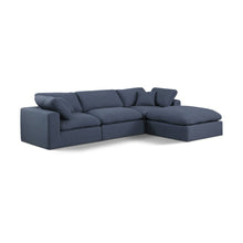 Comfy Navy Linen Textured Fabric Modular Sectional