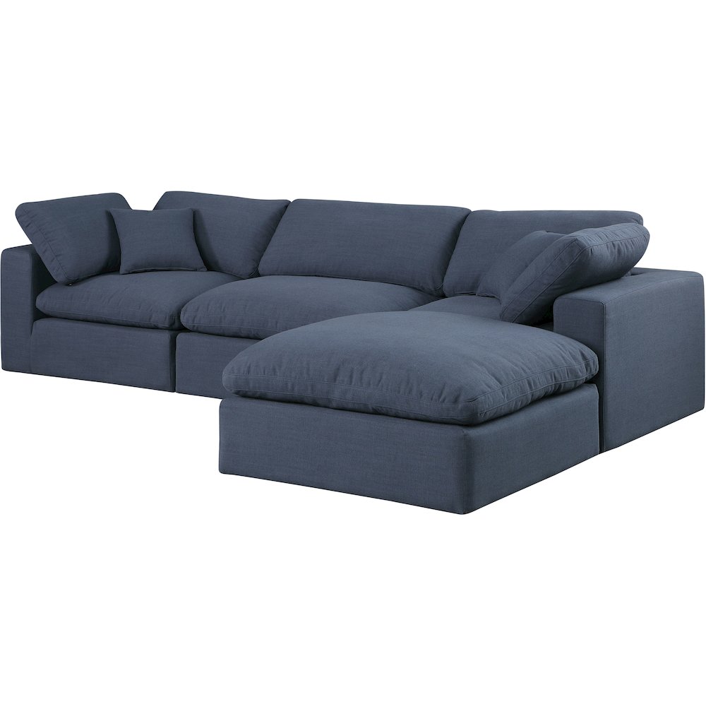 Comfy Navy Linen Textured Fabric Modular Sectional