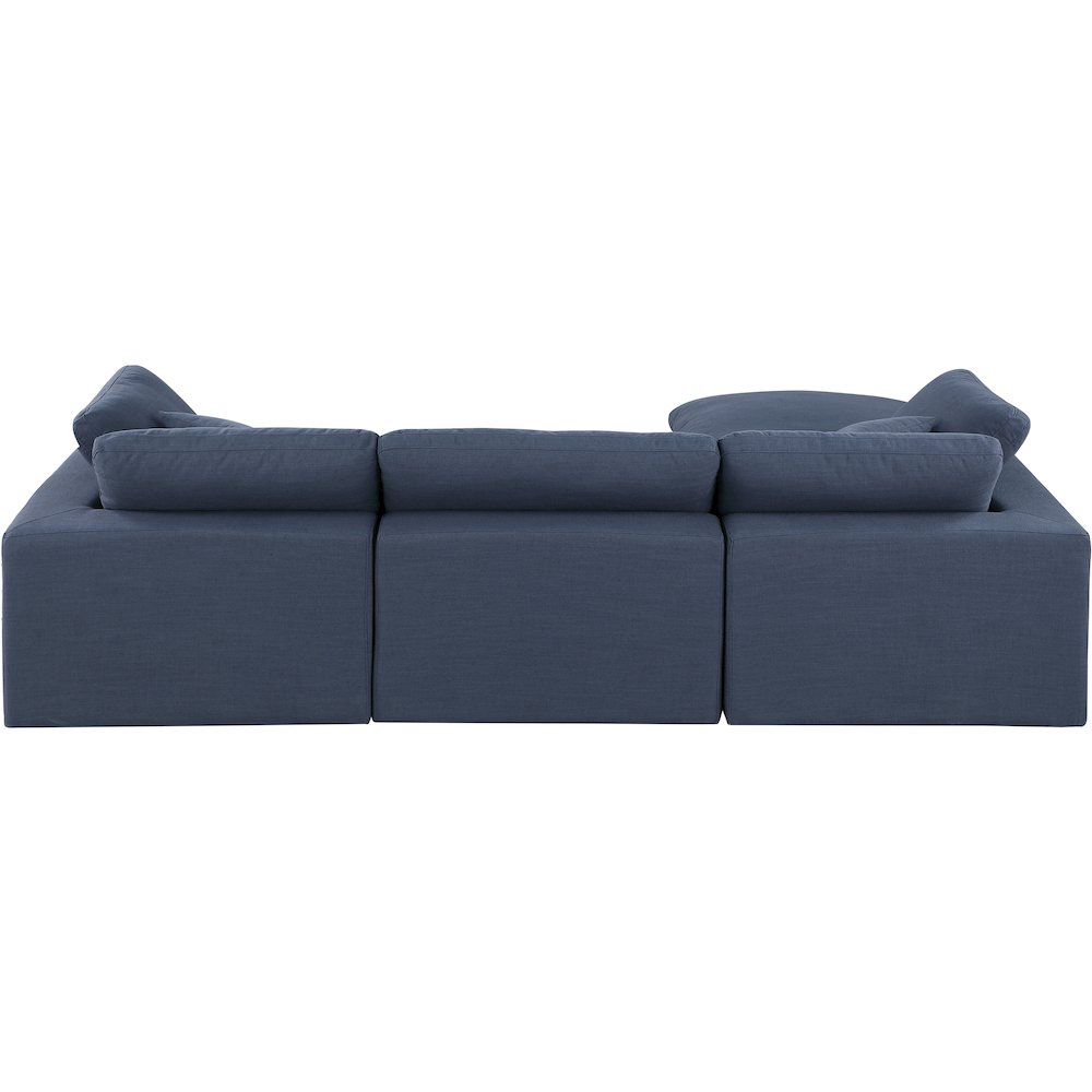 Comfy Navy Linen Textured Fabric Modular Sectional