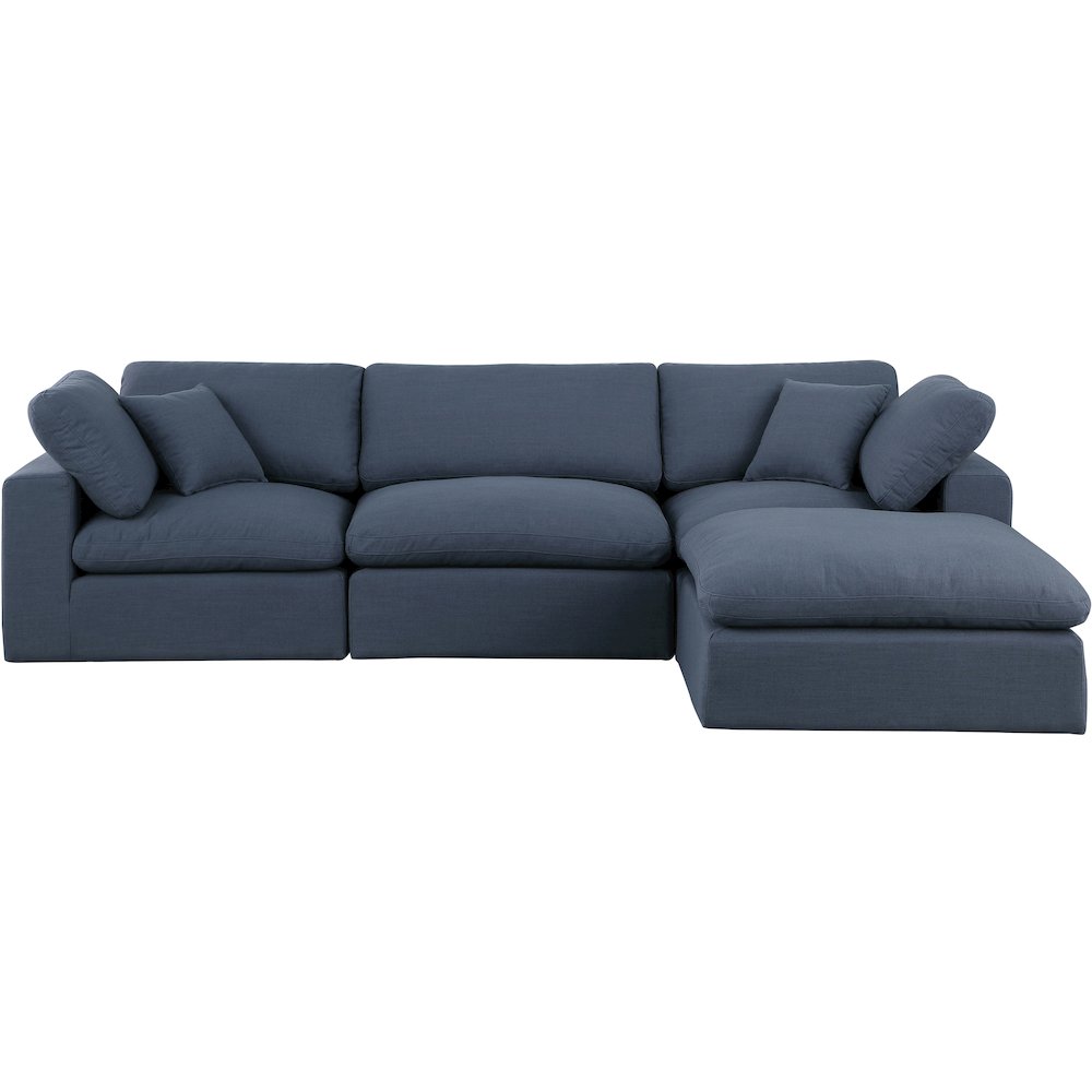 Comfy Navy Linen Textured Fabric Modular Sectional