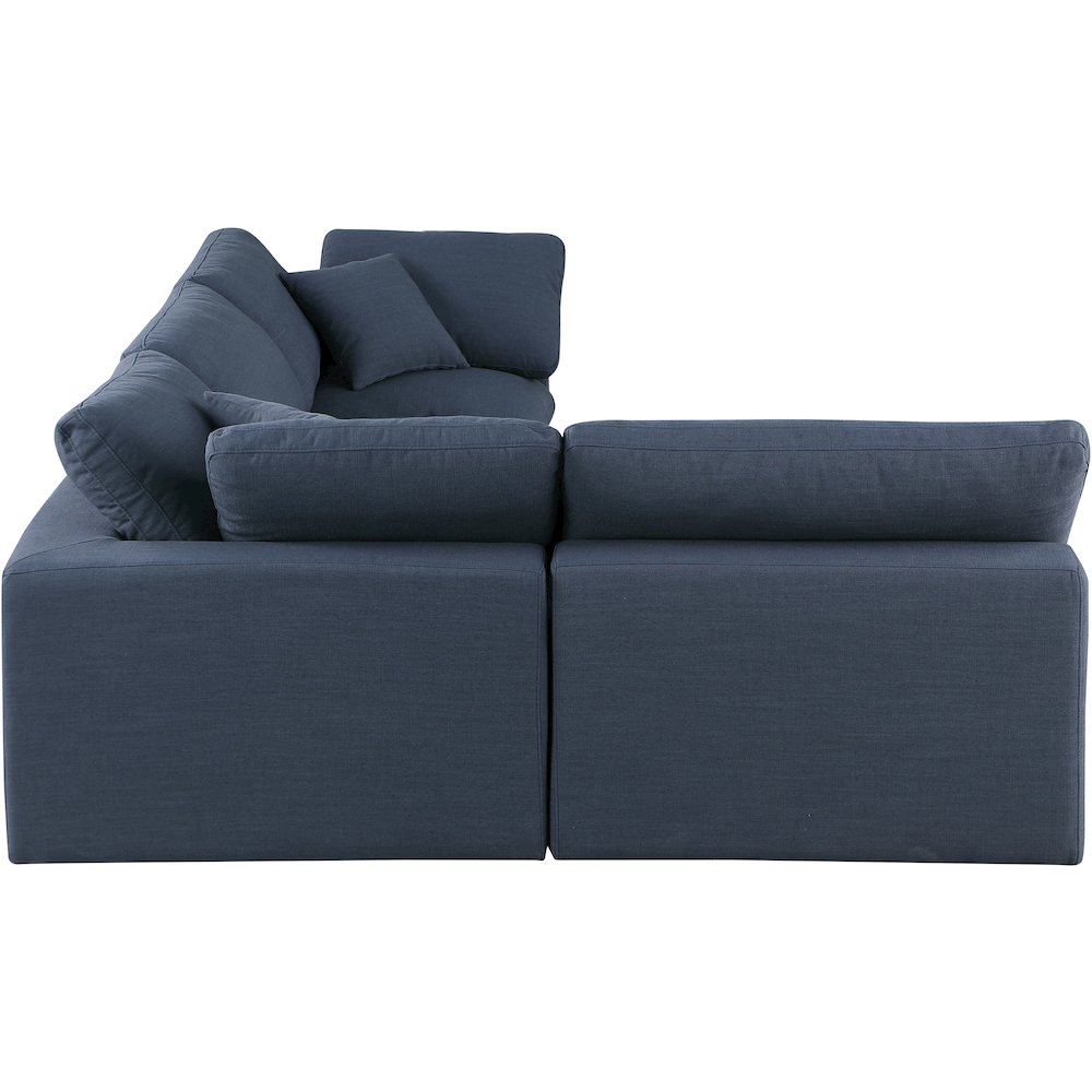 Comfy Navy Linen Textured Fabric Modular Sectional