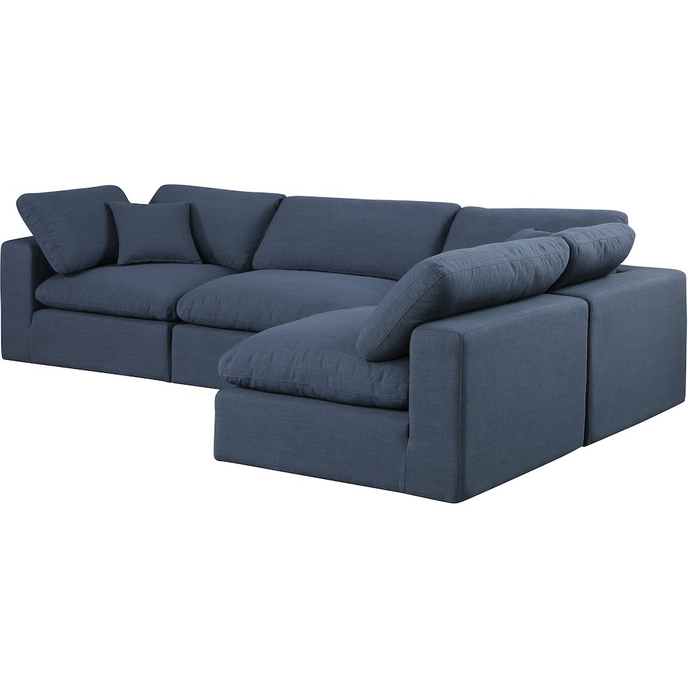 Comfy Navy Linen Textured Fabric Modular Sectional