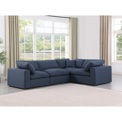 Comfy Navy Linen Textured Fabric Modular Sectional