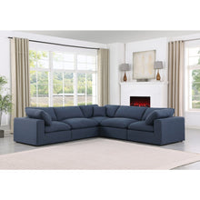 Comfy Navy Linen Textured Fabric Modular Sectional