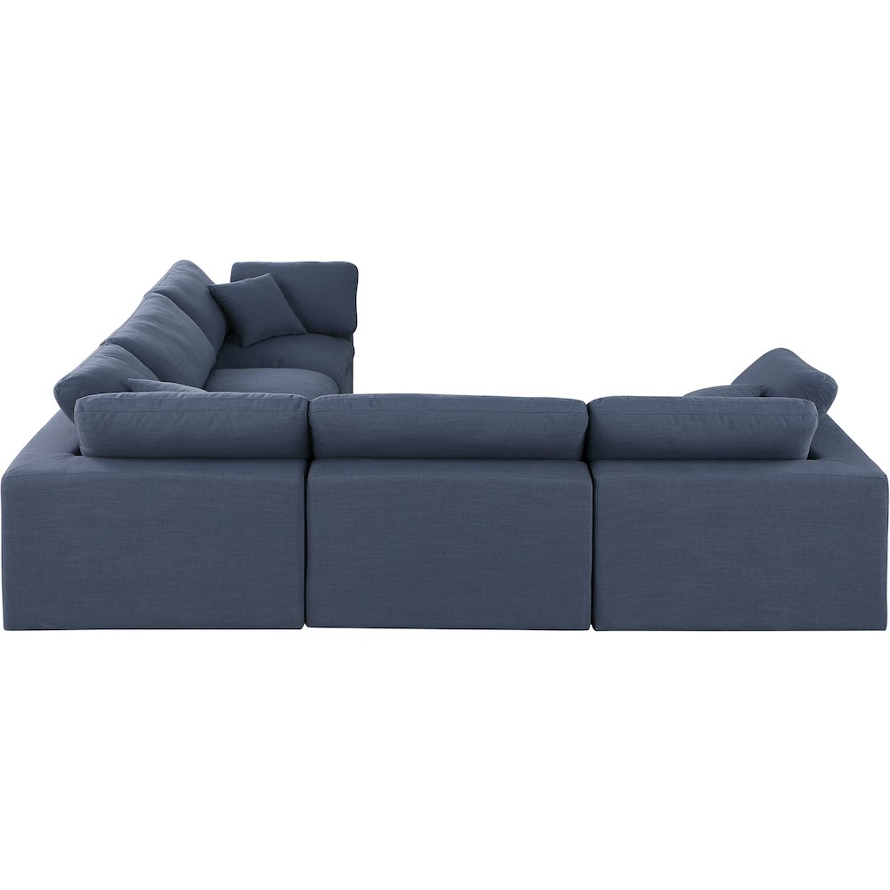 Comfy Navy Linen Textured Fabric Modular Sectional