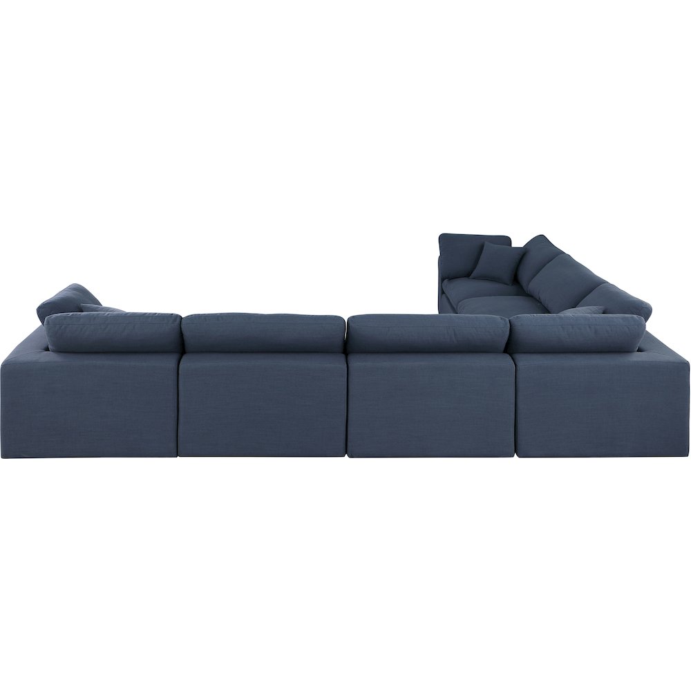 Comfy Navy Linen Textured Fabric Modular Sectional
