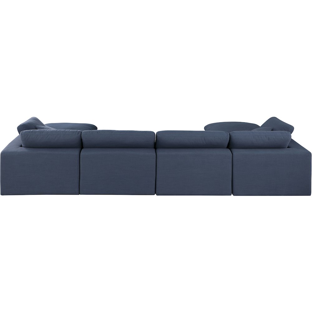 Comfy Navy Linen Textured Fabric Modular Sectional