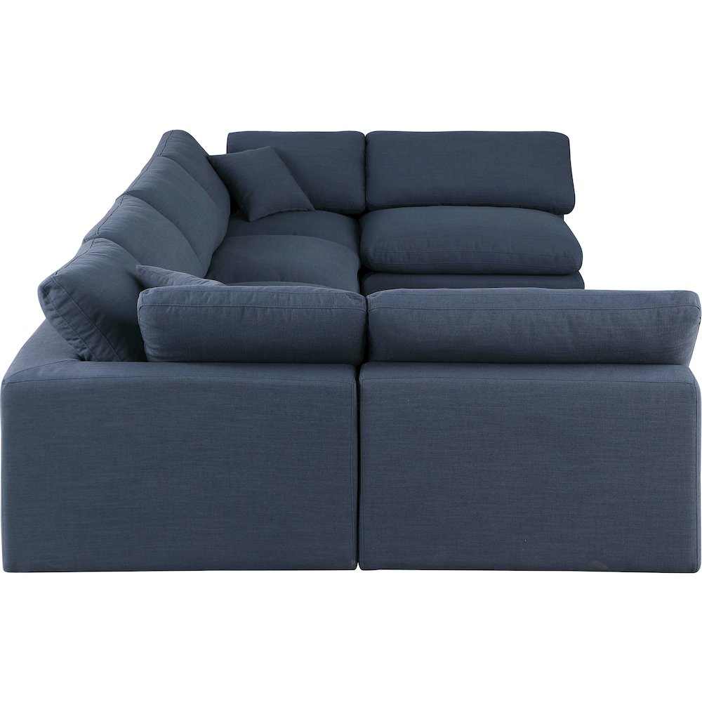 Comfy Navy Linen Textured Fabric Modular Sectional