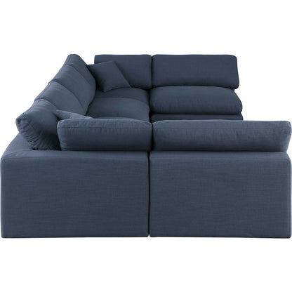 Comfy Navy Linen Textured Fabric Modular Sectional