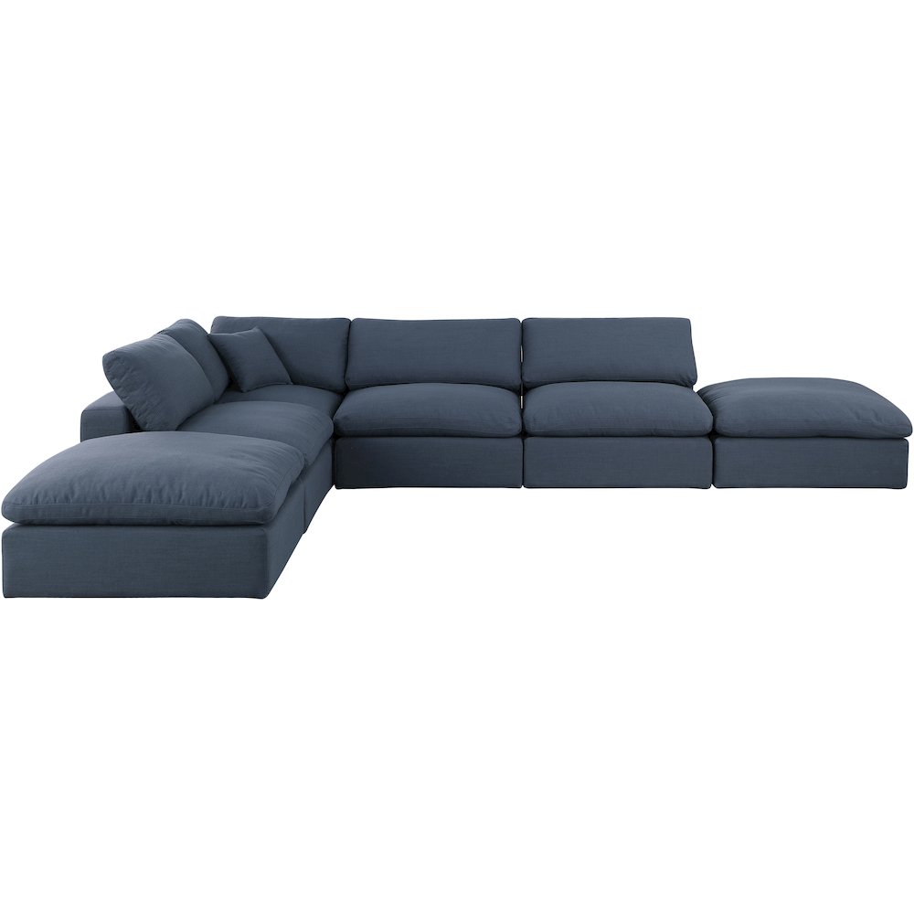 Comfy Navy Linen Textured Fabric Modular Sectional