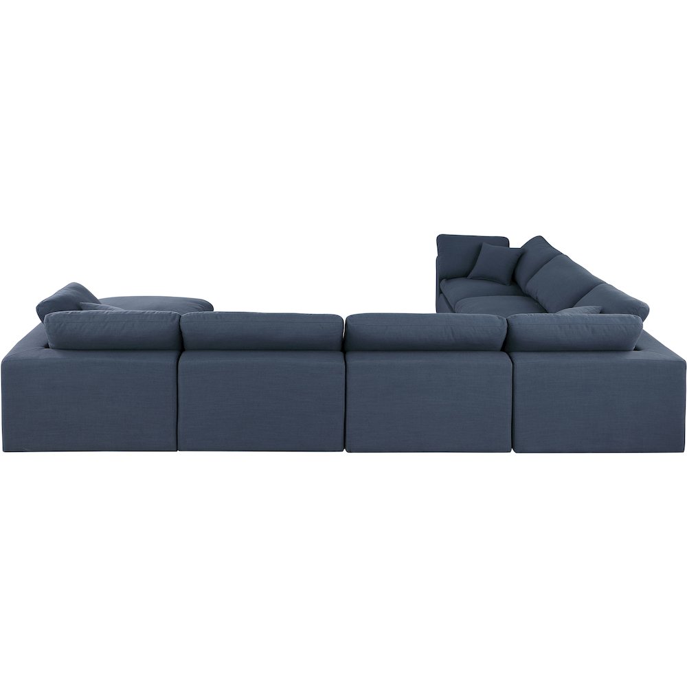 Comfy Navy Linen Textured Fabric Modular Sectional