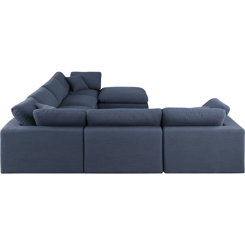 Comfy Navy Linen Textured Fabric Modular Sectional