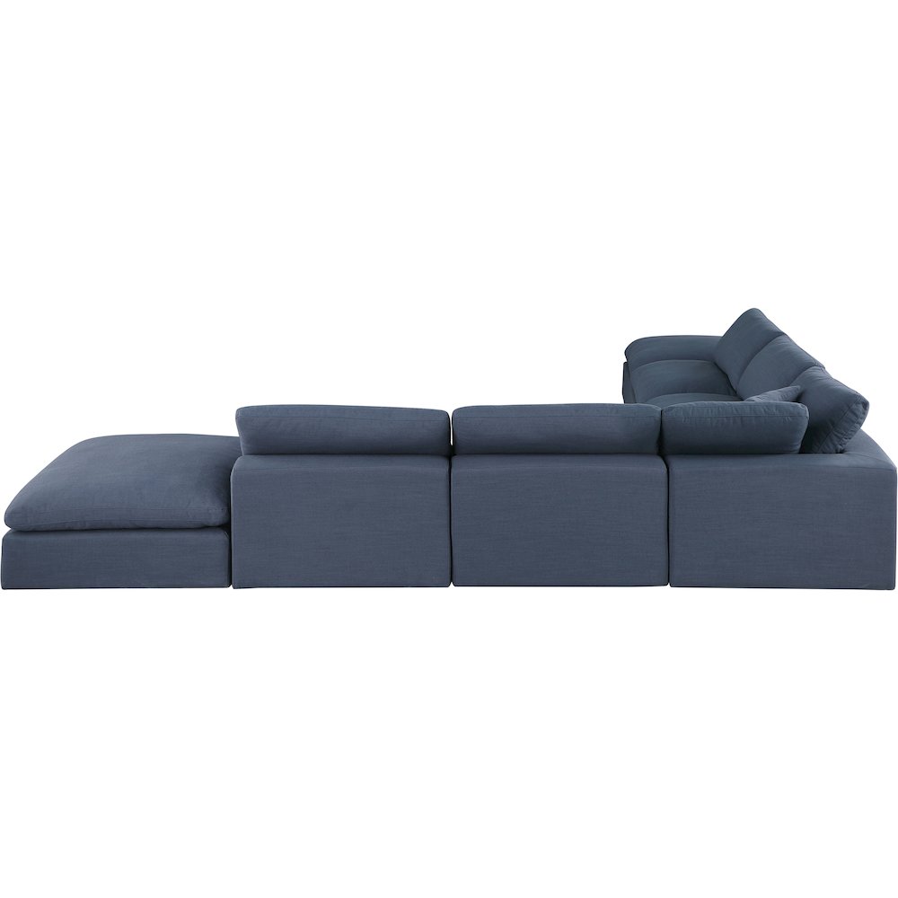 Comfy Navy Linen Textured Fabric Modular Sectional