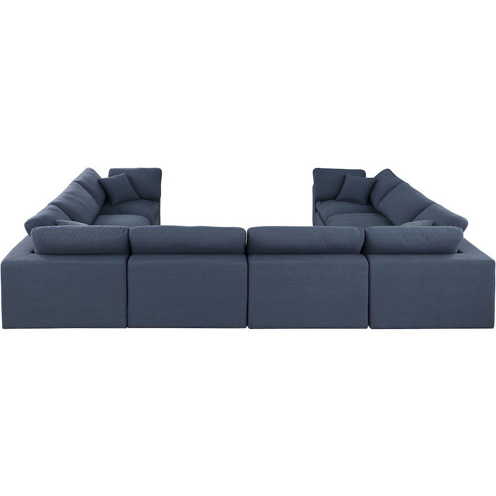 Comfy Navy Linen Textured Fabric Modular Sectional