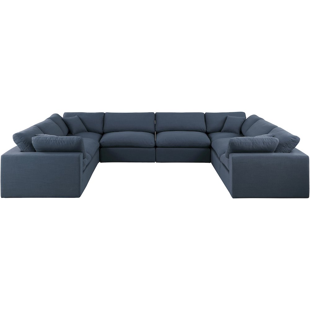 Comfy Navy Linen Textured Fabric Modular Sectional