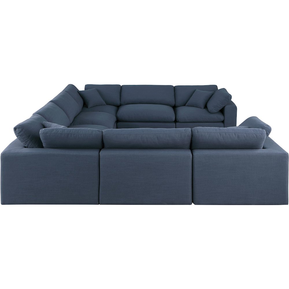Comfy Navy Linen Textured Fabric Modular Sectional