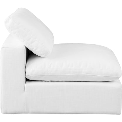 Comfy White Linen Textured Fabric Modular Armless Chair