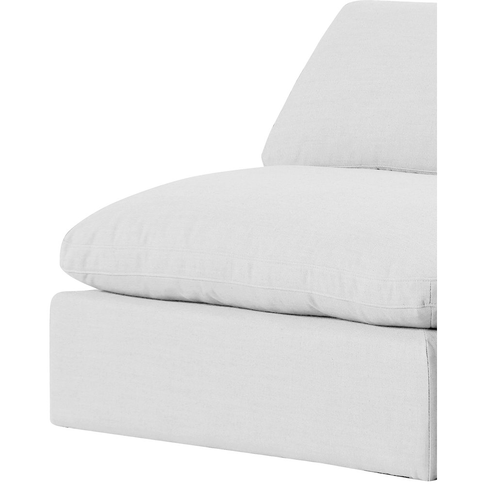 Comfy White Linen Textured Fabric Modular Armless Chair