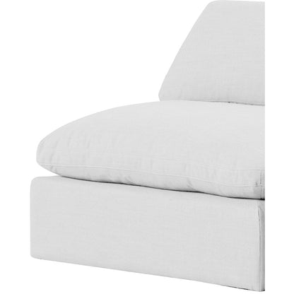 Comfy White Linen Textured Fabric Modular Armless Chair