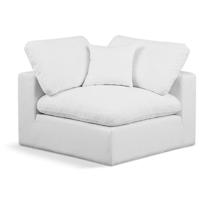 Comfy White Linen Textured Fabric Modular Corner Chair