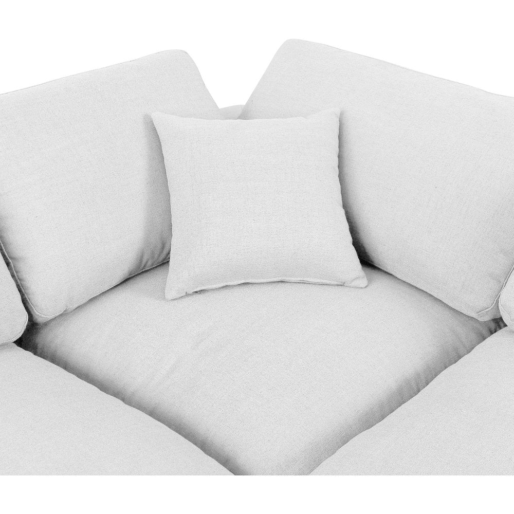 Comfy White Linen Textured Fabric Modular Corner Chair