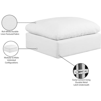 Comfy White Linen Textured Fabric Modular Ottoman