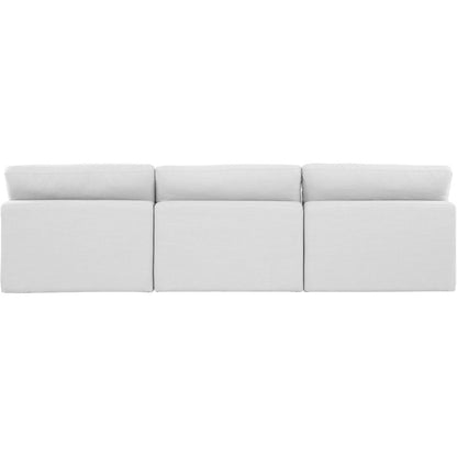 Comfy White Linen Textured Fabric Modular Sofa