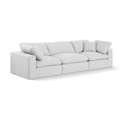 Comfy White Linen Textured Fabric Modular Sofa