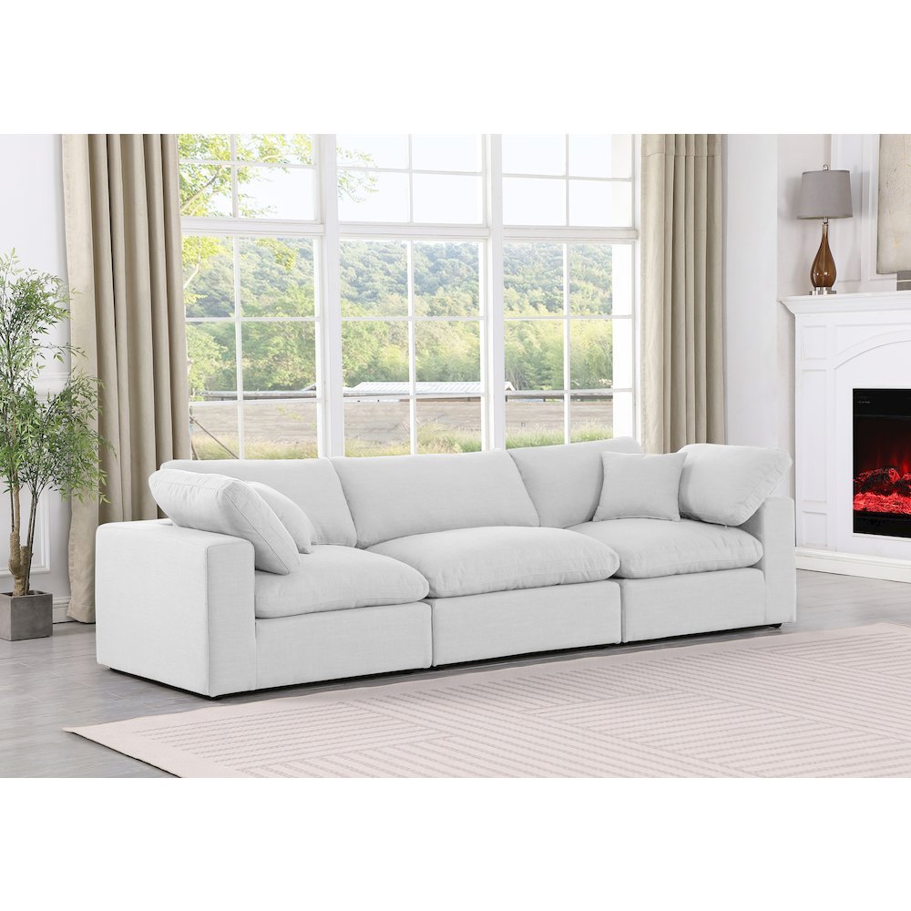 Comfy White Linen Textured Fabric Modular Sofa