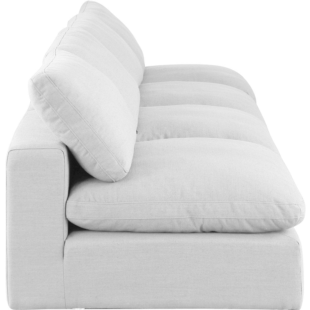 Comfy White Linen Textured Fabric Modular Sofa